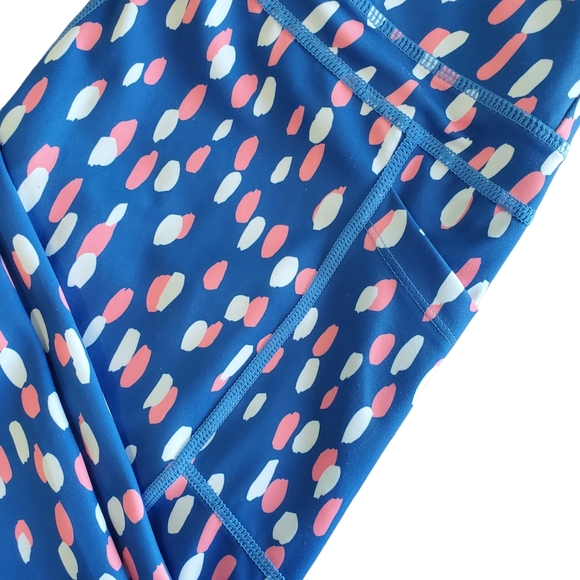 ZYIA Blue and Pink Polka Dot Crop Athletic Leggings in Size 6-8 - Picture 6 of 10